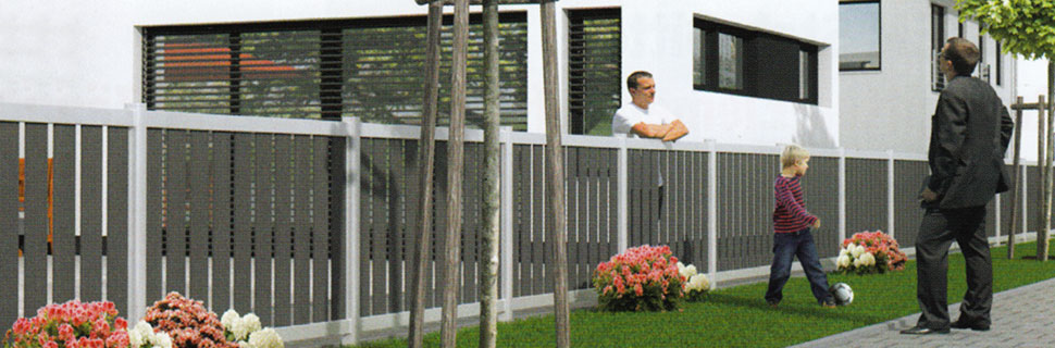 WPC-Zaun mit Aluminium Querriegeln