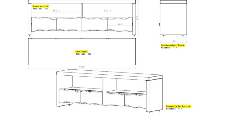 Ansichten Fernsehschrank